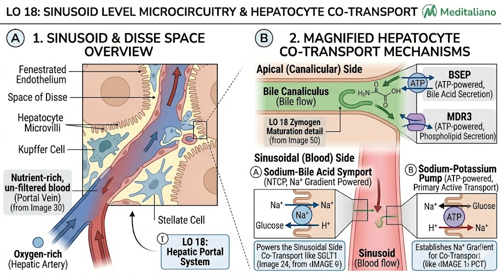 Sinusoids and Hepatocyte Co-transport