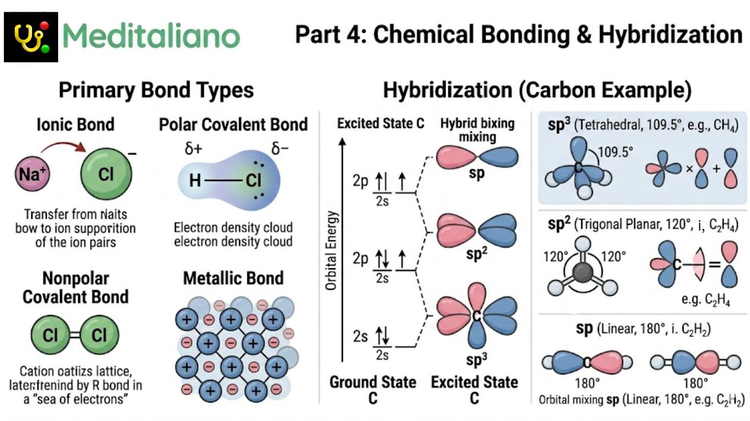 Chemical Bonding and Hybridization Master Chart