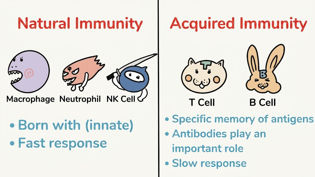 Innate and adaptive immunity comparison