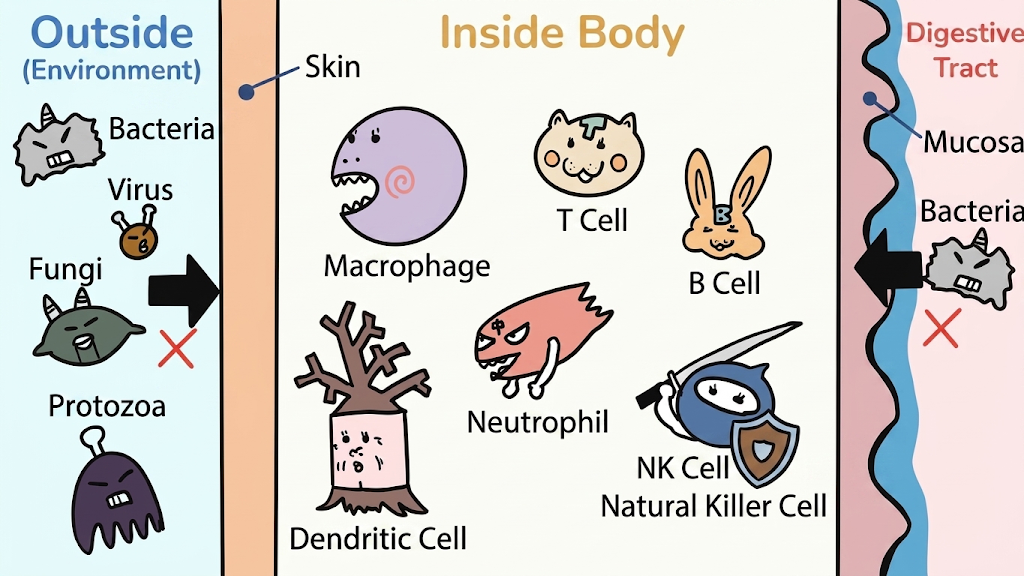 Major immune system cells